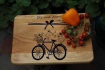 wedding photo - Personalized cutting board , Wedding gift for the couple , Personalized wedding gift , Personalized anniversary engraved Birds & bicycle