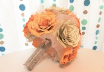 wedding photo -  Peach book bouquet, 3 sizes to choose from, Book paper bouquet, Alternative bouquet, Paper book bouquet, Harry Potter Rose bouquet
