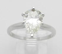 wedding photo - 1.80 ct Pear SOLITAIRE Diamond Engagement Ring 14K White Gold EGL Certificate