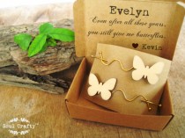 wedding photo - Butterflies hair clips Barrette Personalized message Bridesmaid Best friend Valentine Wedding gift Rustic wedding engraved Wooden butterfly