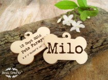 wedding photo - Engrave Dog tag Pets Party Tag Wedding Name Tag Puppy ID tag Wooden Dog bone Gifts for Dogs