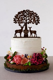 wedding photo -  Deer Cake Topper Wedding Cake Topper Mr & Mrs Deer Cake Topper Buck and Doe Rustic Country Chic Wedding
