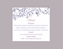 wedding photo -  DIY Wedding Details Card Template Editable Word File Instant Download Printable Details Card Purple Details Card Elegant Information Cards