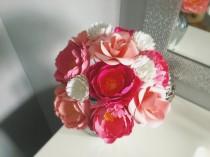 wedding photo - Paper flower bouquet of pink peonies with roses