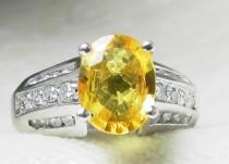 wedding photo - Vintage Sapphire Ring Canary Yellow Sapphire Engagement Ring Natural 2.0ct Ceylon Sapphire Ring 0.5ct Diamond Platinum Ring Platinum Setting
