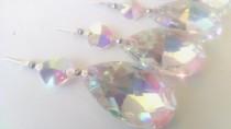 wedding photo - ONE Asfour AB Teardrop 38mm Crystal Chandelier Prisms Iridescent Ornaments
