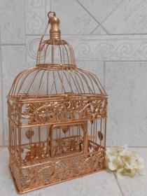 wedding photo - Small Rose Gold Wedding Birdcage Card Holder / Wedding Card Box / DIY Wedding Birdcage / Wedding Supplies / Centerpieces