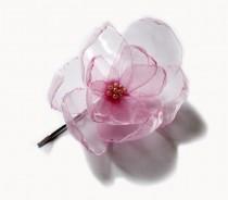 wedding photo - romantic pink opal  blush rose blossom flower bobby pin