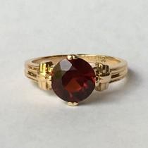 wedding photo - Vintage Garnet Ring in 14k Yellow Gold. Unique Engagement Ring. Estate Jewelry. January Birthstone. 2 Year Anniversary Gift. Estate Jewelry.