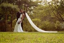 wedding photo - Bridal veil, chapel veil, cathedral veil, floor length veil, waltz veil, simple veil, elegant veil, classic veil, plain veil, sheer veil