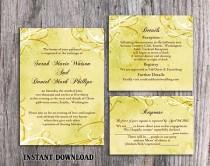 wedding photo -  DIY Rustic Wedding Invitation Template Set Editable Word File Instant Download Printable Yellow Wedding Invitation Vintage Gold Invitation