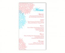 wedding photo -  Wedding Menu Template DIY Menu Card Template Editable Text Word File Instant Download Pink Menu Floral Menu Card Blue Printable Menu 4x7inch