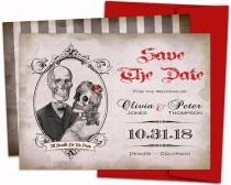 wedding photo - Skull save the date, Gothic invitation, Calaveras save the date, skull engagement invite, Day of the dead invitation, Until death do us part