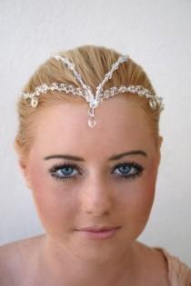 wedding photo - Crystal Bridal Tiara - Brow Head Piece - Fairy Circlet - Empress