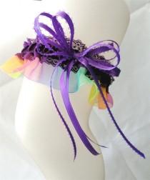 wedding photo - Rainbow Pride Garter-Satin and Lace -Gay Pride Garter-Customize your colors
