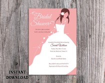 wedding photo -  DIY Bridal Shower Invitation Template Editable Word File Instant Download Printable Invitation Bride Invitation Modern Chic Pink Invitations