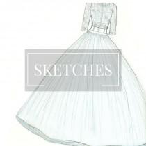wedding photo - Wedding Dress Bridal Gown Sketch- Custom Bridal Gown Wedding Gown Custom Sketch