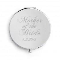 wedding photo - Mother of the Bride Wedding Compact Mirror, Personalised Date engraved