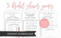 wedding photo - Instant Download Bundle Printable Bridal Shower Games - He Said She Said - Wedding Vows Mad Libs Bingo Purse Raid Gray Laurel Carnation E03