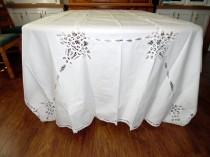 wedding photo - Lovely Battenberg Lace Banquet Tablecloth 64 X 118 Inches