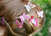 wedding photo - Rainbow Butterfly Hair Clips- Woodland Fairy Gems or Bridal hair accessory