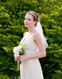 wedding photo - Waverly Veil: gold flower and white feathers - ready to ship
