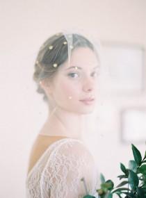 wedding photo - Romantic soft blusher veil with scattered detailing and pearls "Campbell"