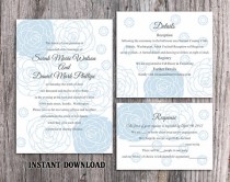 wedding photo -  DIY Wedding Invitation Template Set Editable Word File Instant Download Printable Invitation Rose Wedding Invitation Blue Invitations