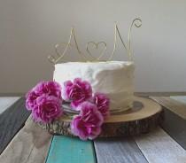 wedding photo - Elegant Initials and Heart Cake Topper