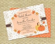 wedding photo - Fall Bridal Shower Invitation Burlap Lace Fall Into Love Bridal Shower Invite Fall Leaves Autumn Pumpkins Country Style, ANY EVENT