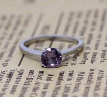 wedding photo - Alexandrite 1ct solitaire ring in Titanium or White Gold - engagement ring - wedding ring - handmade ring