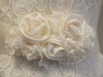 wedding photo - Wedding Dress Sash / Vintage Inspired Sash / Floral bridal sash/ Bridal Sash /Ivory Ribbon Sash / Bridal Belt / Sash / Wedding Dress Belt