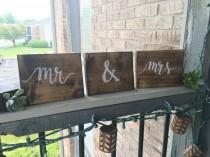 wedding photo - Mr. & Mrs. Wooden Blocks, Wooden Wedding Signs, Rustic Wedding Signs, Wooden Signs, Calligraphy Signs, Wedding Decor