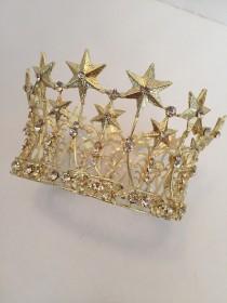 wedding photo - Metal Star Crown, Ornate Gold Crown, Cake Topper, Wedding Cake Topper, Rhinestone Crown, Religious Crown, Bridal Crown, Wedding Crown