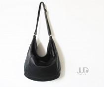 wedding photo - Black leather bag - leather purse SALE hobo leather bag - cross body bag - leather shoulder bag - women bags - big leather bag