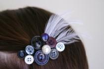 wedding photo - WEDDING SALE Wedding Hair Clip - Plum Bridal Hair Clip - made with beautiful buttons