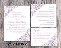 wedding photo -  DIY Wedding Invitation Template Set Editable Word File Instant Download Printable Invitation Lavender Wedding Invitation Floral Invitation