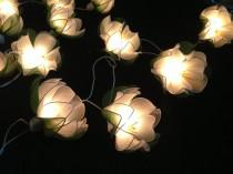 wedding photo - White Lotus with leaf string lights for Patio,Wedding,Party and Decoration (20 bulbs)