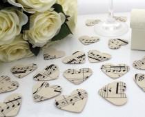 wedding photo - Paper heart wedding confetti- 200 vintage sheet music die cut punched hearts 3.5cm by 3cm- Great romantic Valentines table decoration