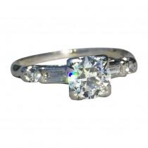 wedding photo - SALE - Vintage Engagement Ring, Art Deco Platinum Engagement Ring, 0.75 Carats