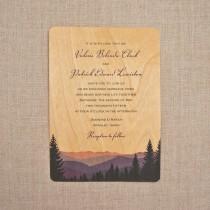 wedding photo - Real Wood Wedding Invitations - Smoky Mountains