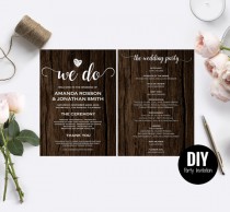 wedding photo - Rustic Wedding Menu Wedding Menu Template - Rustic wedding program template - Rustic Wedding Chic Menu PDF Instant Download 