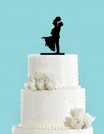wedding photo - Groom Holding Bride Acrylic Wedding Cake Topper