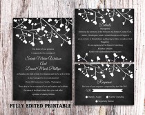 wedding photo -  Printable Chalkboard Wedding Invitation Suite Printable Invitation Black Invitation Heart Invitation Download Invitation Edited PDF File