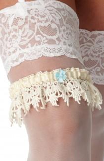 wedding photo - Handmade vintage Wedding Garter Elsa 'Something Blue'. bridal garter. vintage inspired lace garter