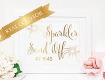 wedding photo - Sparkler Send Off Sign, Sparkler Signs, Let Love Sparkle, Wedding Sparklers, Reception Decor, Real Gold Foil, Wedding Signs