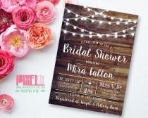 wedding photo - Rustic Glam Bridal Shower Invitation, Country Bridal Shower, String Lights, Wedding Shower, Vintage Barn Siding, PRINTABLE & CUSTOMIZABLE