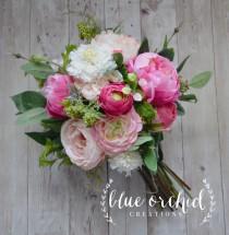 wedding photo - Wedding Bouquet, Peony Bouquet, Garden Bouquet, Wildflowers, Boho Bouquet, Wildflower Bouquet, Silk Flowers, Pink, Bridal Bouquet, Wedding