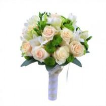 wedding photo - Cream Rose Bridal Bouquet