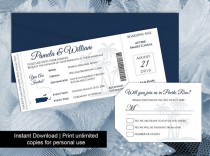wedding photo -  DIY Printable Wedding Boarding Pass Luggage Tag Template | Invitation | Editble MS Word file | Instant Download | Puerto Rico Navy Blue